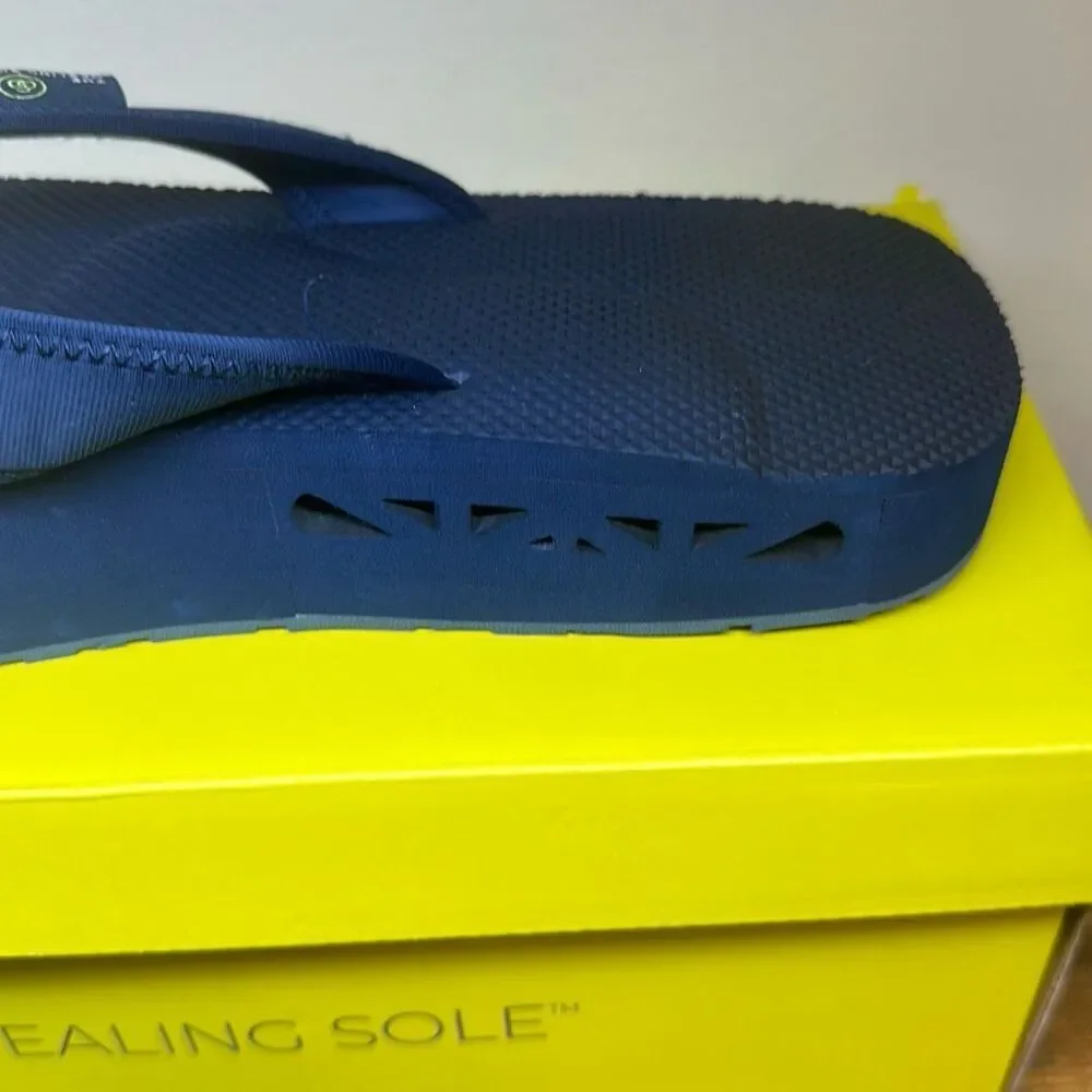 The Healing Sole Sandals Mens 10.5 Navy Comfort Flip Flop Plantar Slip On Origin